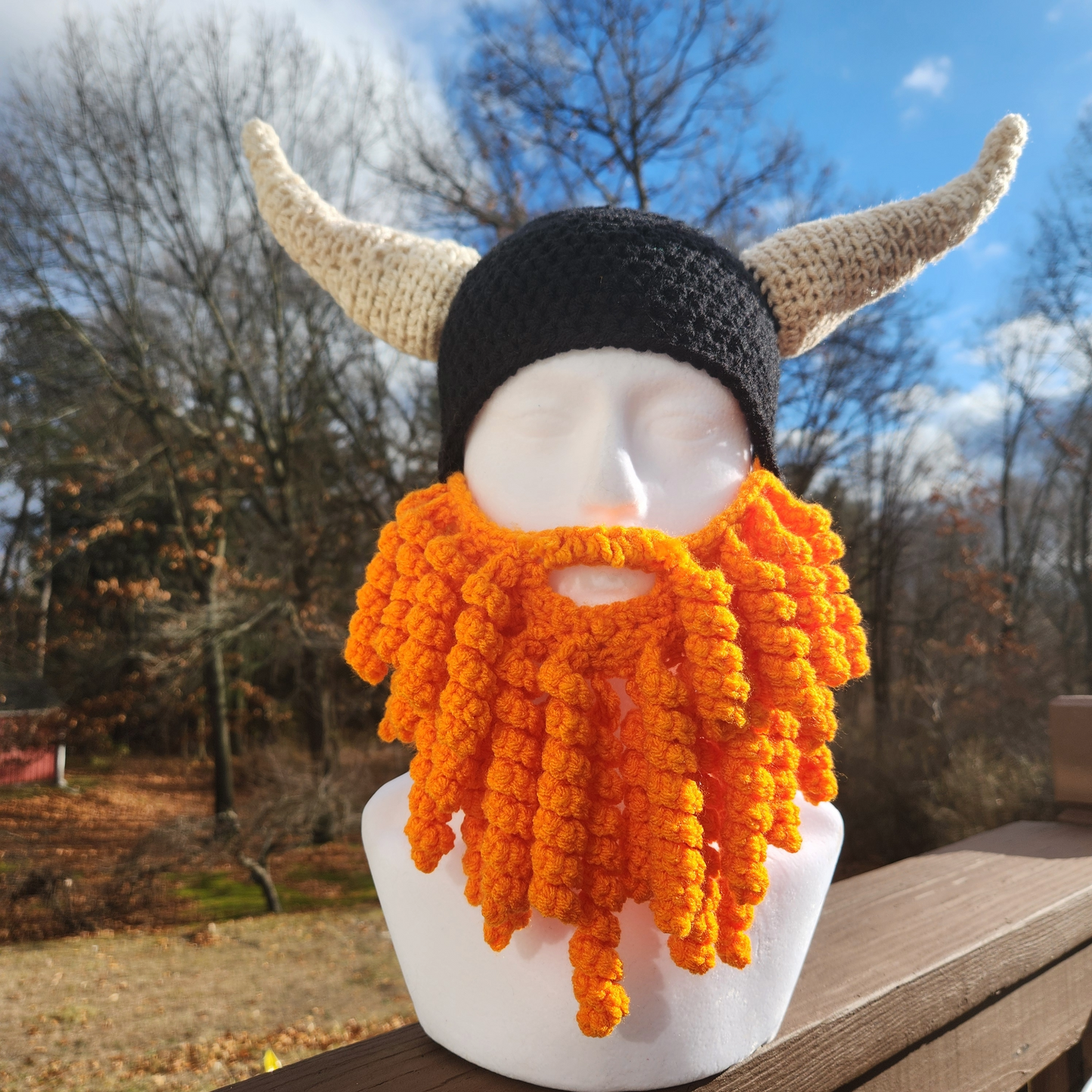 Viking Hat with Beard Face Mask